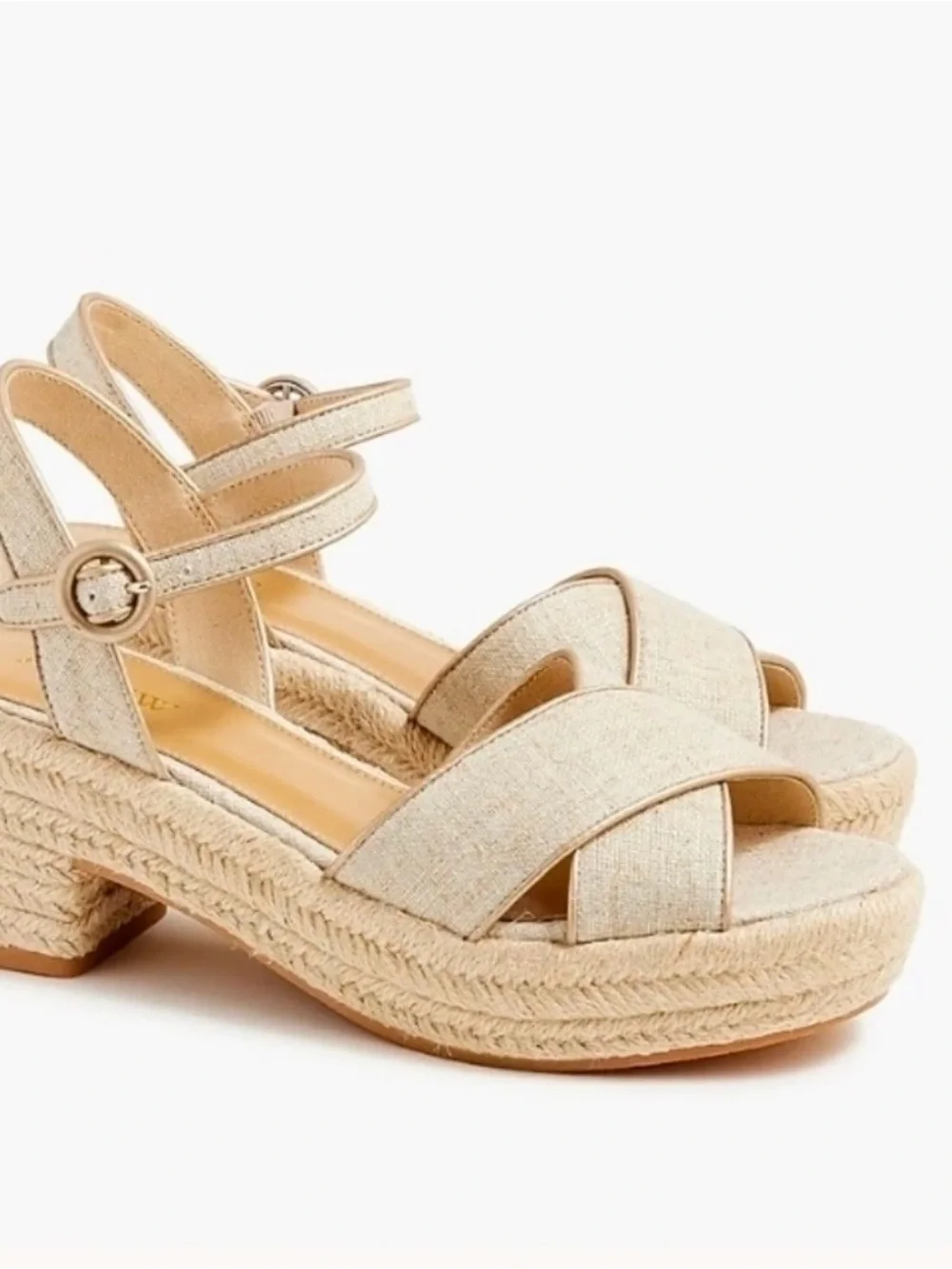 BNIB J. Crew Beige Linen Platform Espadrille Neutral Women’s Sandals